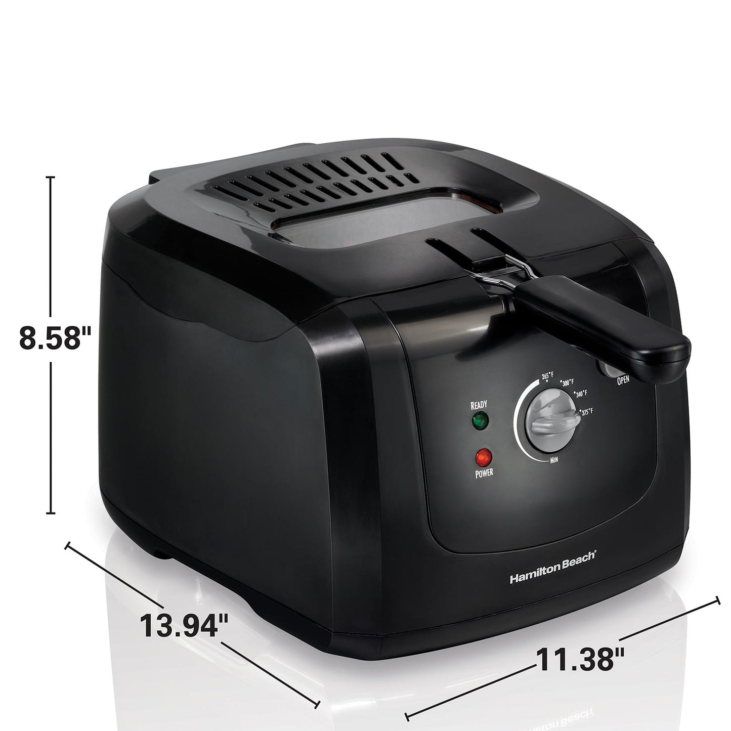 Cool-Touch Deep Fryer, 2 Liters/8 Cup Oil Capacity with Basket Hooks